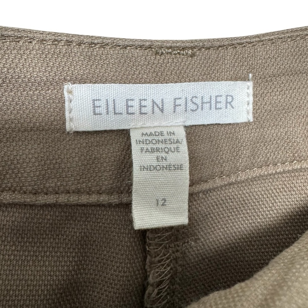 EILEEN FISHER Organic Cotton Hemp Stretch Tapered Ankle Pant Olive Khaki 12 - Picture 5 of 9